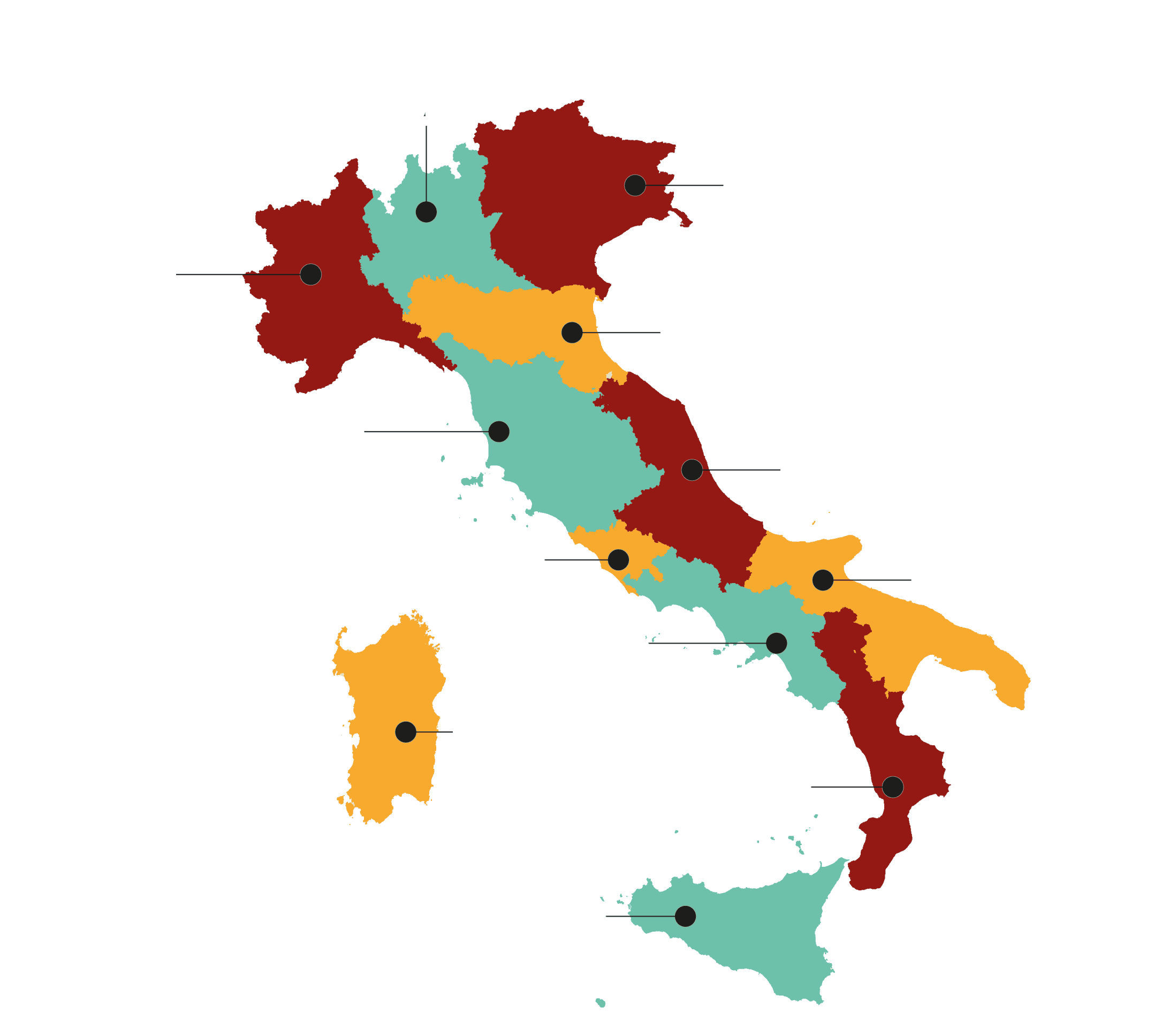 mappa italia con regioni